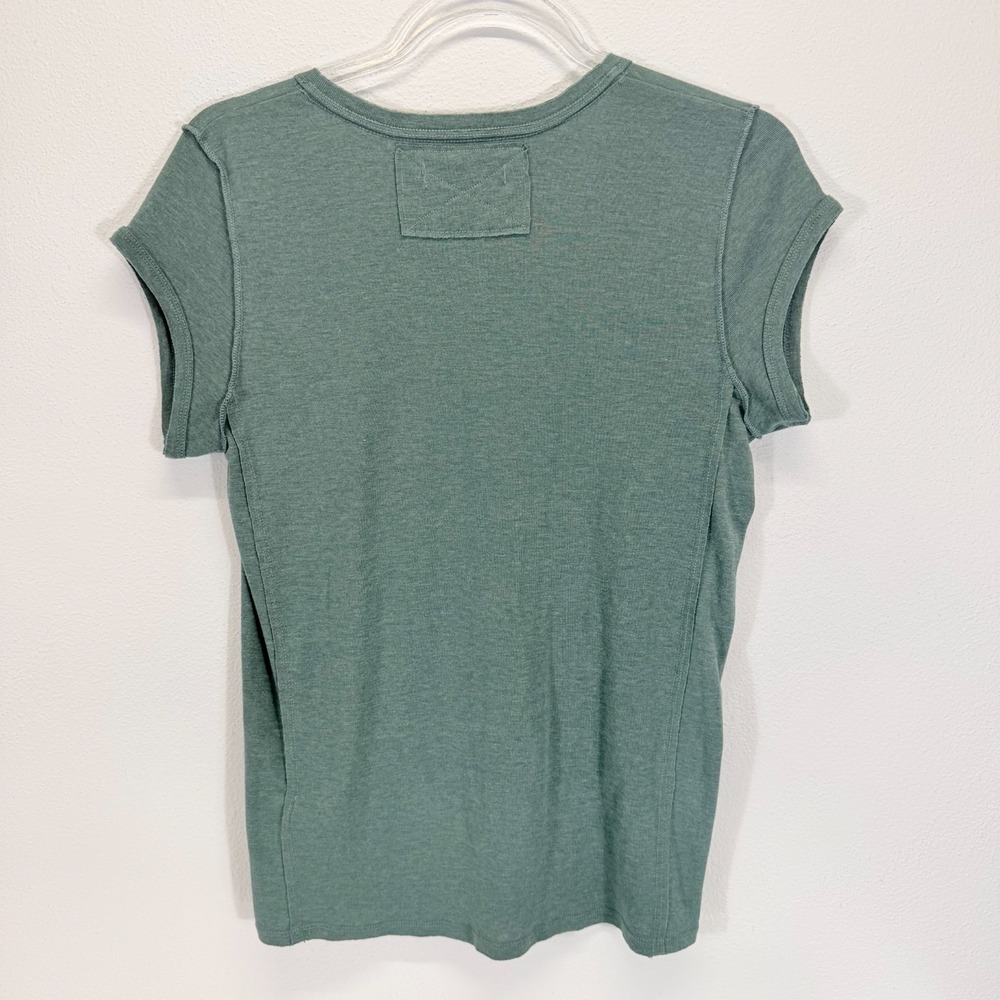 Free People We The Free Always Yours Split V-Neck Tee Green M Indie Clean Girl - Picture 2 of 7